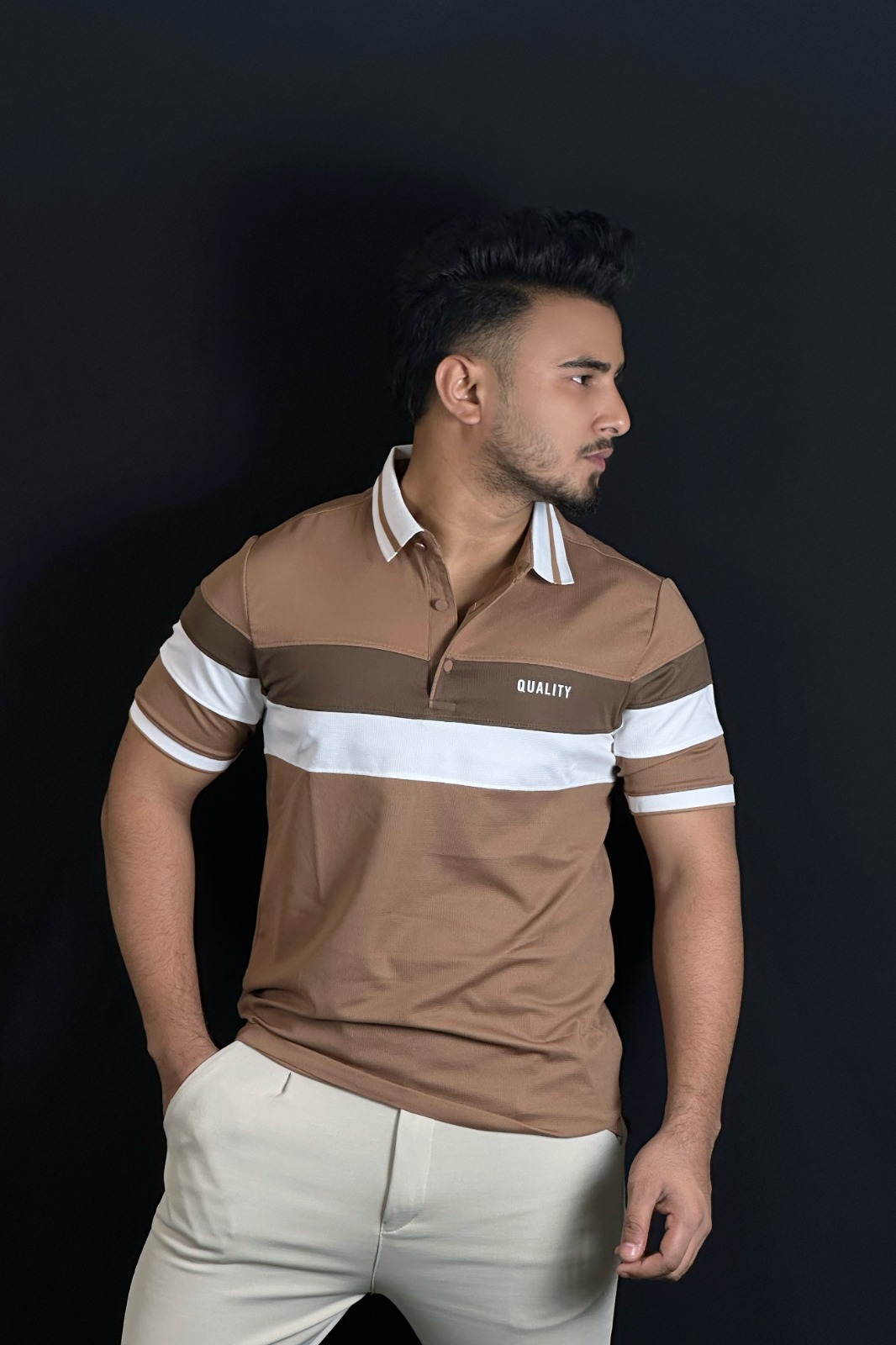 ব্রাউন চকলেট কালার পোলো টি-শার্ট-Contrast